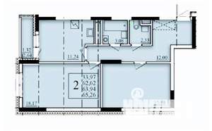 2-к квартира, строящийся дом, 64м2, 21/25 этаж