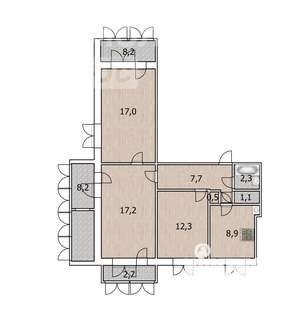 3-к квартира, вторичка, 67м2, 9/9 этаж