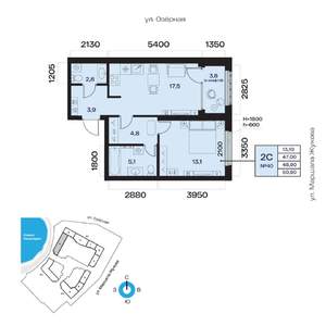 2-к квартира, вторичка, 49м2, 4/32 этаж