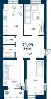 2-к квартира, вторичка, 72м2, 5/5 этаж