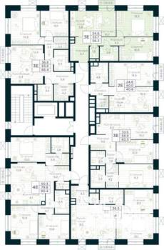 2-к квартира, строящийся дом, 56м2, 4/10 этаж