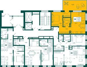 1-к квартира, строящийся дом, 52м2, 2/10 этаж