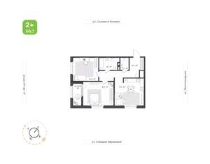 2-к квартира, вторичка, 66м2, 19/25 этаж