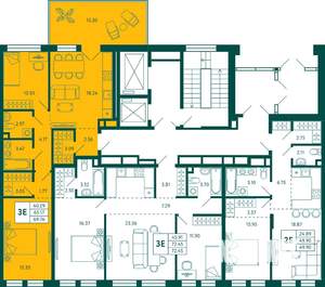 2-к квартира, строящийся дом, 70м2, 2/12 этаж