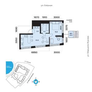 2-к квартира, вторичка, 45м2, 16/32 этаж