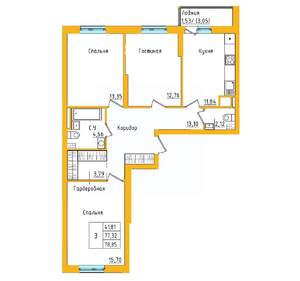 3-к квартира, вторичка, 79м2, 26/27 этаж