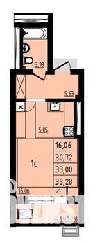 Студия квартира, вторичка, 33м2, 24/25 этаж