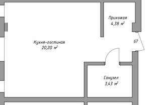 Студия квартира, вторичка, 28м2, 2/14 этаж