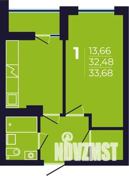 1-к квартира, строящийся дом, 34м2, 11/17 этаж