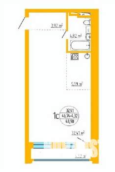 2-к квартира, строящийся дом, 47м2, 7/16 этаж