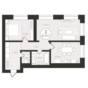2-к квартира, вторичка, 62м2, 23/24 этаж