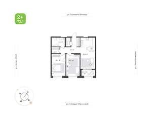 2-к квартира, вторичка, 72м2, 17/18 этаж