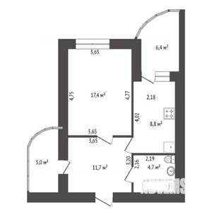1-к квартира, вторичка, 54м2, 12/13 этаж