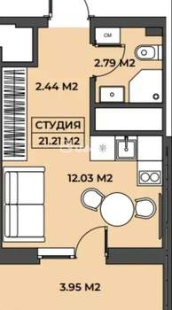Студия квартира, вторичка, 21м2, 3/19 этаж
