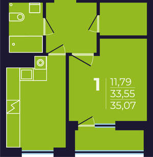 1-к квартира, вторичка, 35м2, 8/17 этаж
