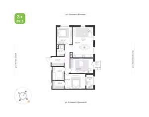 3-к квартира, вторичка, 90м2, 4/25 этаж