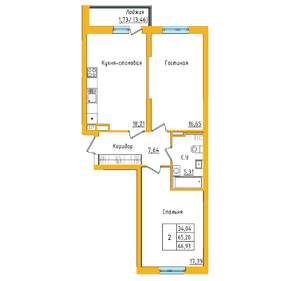 2-к квартира, вторичка, 67м2, 21/27 этаж