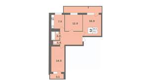 3-к квартира, вторичка, 76м2, 4/12 этаж