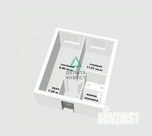 2-к квартира, строящийся дом, 37м2, 2/20 этаж