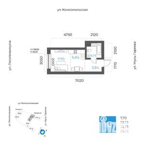 1-к квартира, вторичка, 23м2, 3/24 этаж