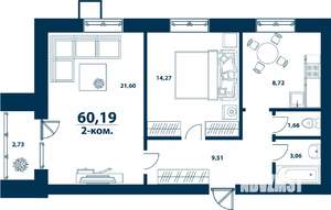 2-к квартира, вторичка, 60м2, 4/5 этаж