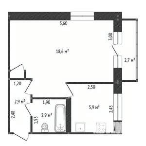 1-к квартира, вторичка, 31м2, 2/5 этаж