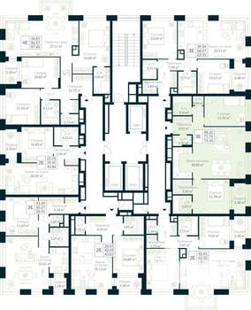 2-к квартира, строящийся дом, 73м2, 22/30 этаж