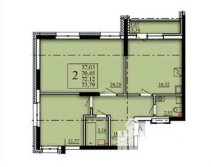 2-к квартира, вторичка, 72м2, 2/21 этаж