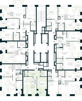 1-к квартира, строящийся дом, 44м2, 26/30 этаж