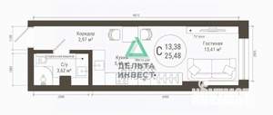 Студия квартира, вторичка, 25м2, 8/22 этаж