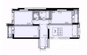 3-к квартира, строящийся дом, 84м2, 13/25 этаж
