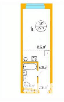 1-к квартира, строящийся дом, 27м2, 2/16 этаж