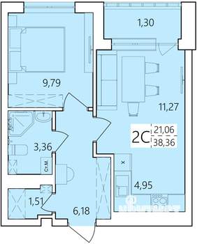 2-к квартира, вторичка, 38м2, 4/25 этаж