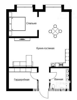 1-к квартира, вторичка, 46м2, 8/12 этаж