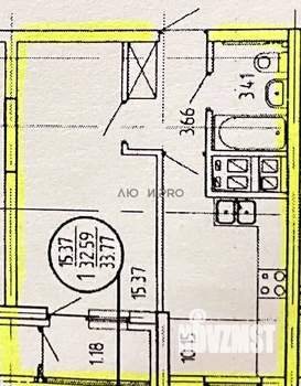 1-к квартира, вторичка, 33м2, 3/17 этаж