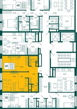 1-к квартира, строящийся дом, 47м2, 12/18 этаж