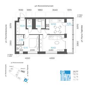 2-к квартира, вторичка, 63м2, 13/17 этаж