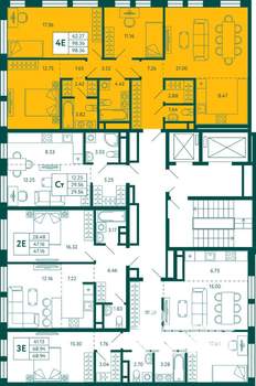 3-к квартира, строящийся дом, 98м2, 8/14 этаж