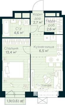 1-к квартира, вторичка, 40м2, 17/30 этаж