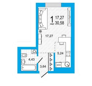 1-к квартира, вторичка, 31м2, 13/26 этаж