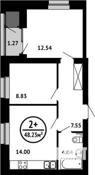 2-к квартира, вторичка, 48м2, 6/8 этаж