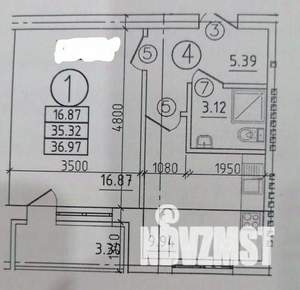 1-к квартира, вторичка, 37м2, 4/5 этаж