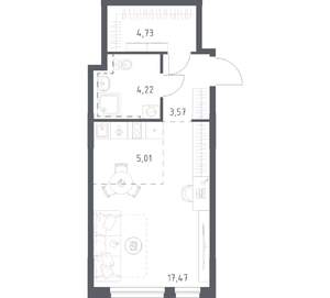 Студия квартира, вторичка, 35м2, 12/17 этаж