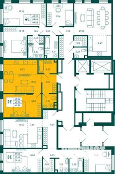 1-к квартира, строящийся дом, 49м2, 2/14 этаж