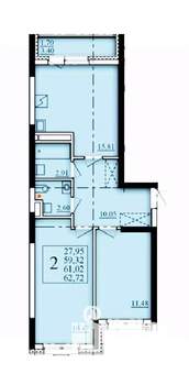 2-к квартира, вторичка, 61м2, 14/25 этаж