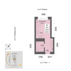 1-к квартира, вторичка, 22м2, 29/32 этаж