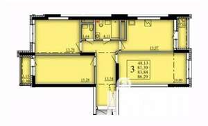3-к квартира, вторичка, 84м2, 15/21 этаж