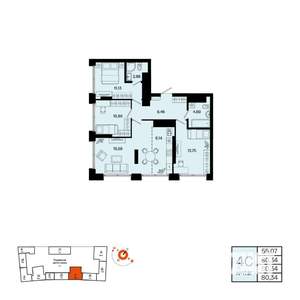 4-к квартира, вторичка, 80м2, 29/31 этаж