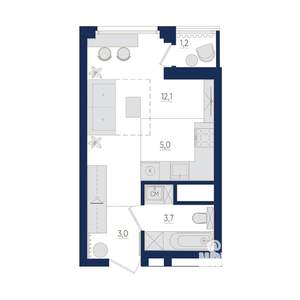 1-к квартира, вторичка, 24м2, 9/22 этаж