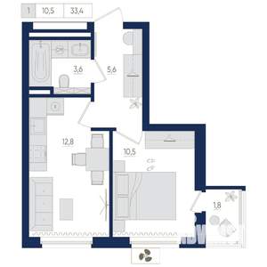 1-к квартира, вторичка, 33м2, 3/25 этаж